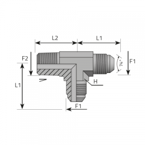 Адаптер - тройник 2 x AG-JIC / 1 x AG-NPT (боковое соединение). (TMJ.MN.B)